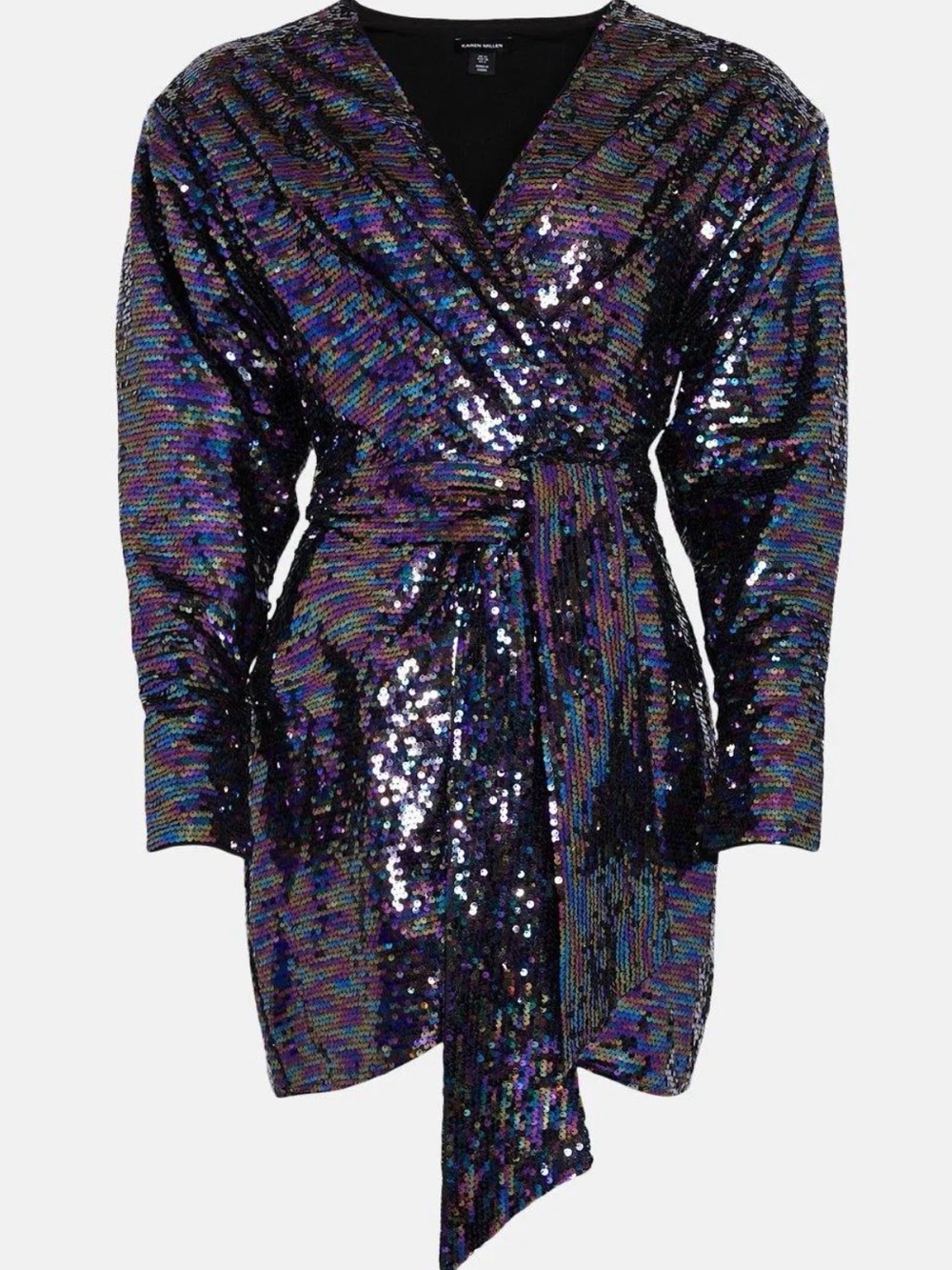 NWT Karen Millen Iridescent Purple Sequin Wrap size 2